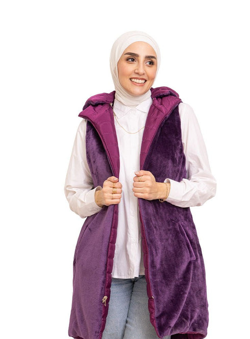 Purple L - Cut Double Face Jacket - Khotwh